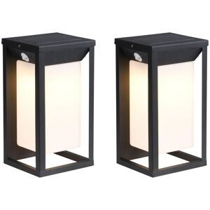 SOLARGEO Lot de 2 appliques d'extérieur solaires à LED - L. 15 x H. 30 cm - Métal - Noir - FOZZANO