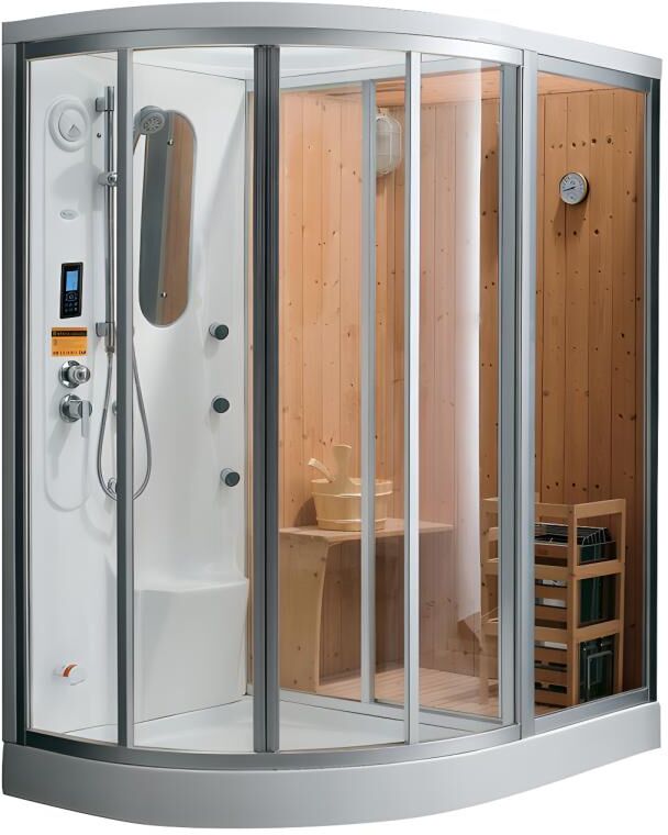 SHOWER DESIGN Cabine de douche intégrale d'angle HAUMEA fonction Hammam et Sauna - l157xP110xH215cm- Angle droit SHOWER DESIGN Cabine de douche intégrale d'angle HAUMEA fonction Hammam et Sauna - l157xP110xH215cm- Angle droit