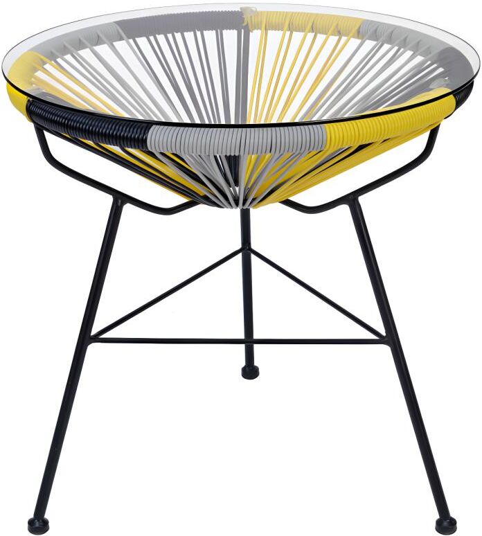 Table de jardin en fils de résine tressés - Jaune, gris, noir - ALIOS de MYLIA