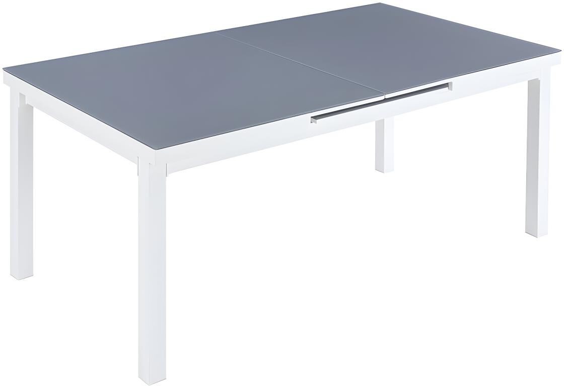 Table de jardin extensible en aluminium et verre trempé grise et blanche 4 à 8 couverts - L. 180/240 cm - LINOSA de MYLIA