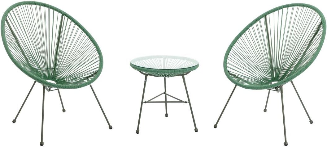 Salon de jardin en fils de résine tressés : 2 fauteuils et une table - Kaki - ALIOS III de MYLIA