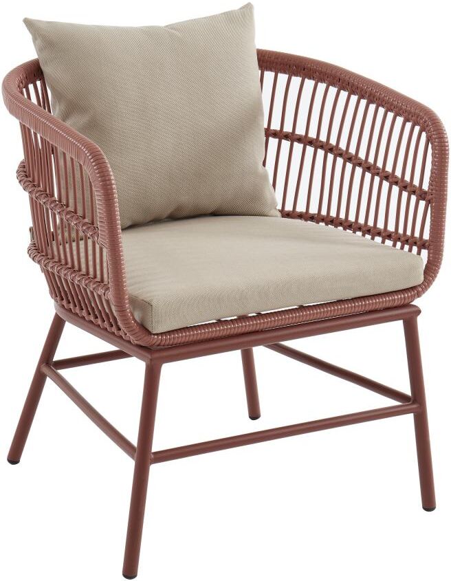 Fauteuil de jardin en résine tressée - Terracotta - LOUSINI de MYLIA