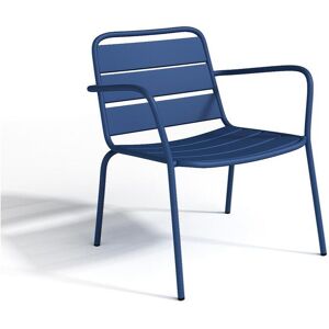 MYLIA Fauteuil bas de jardin empilable en métal - Bleu nuit - MIRMANDE de MYLIA