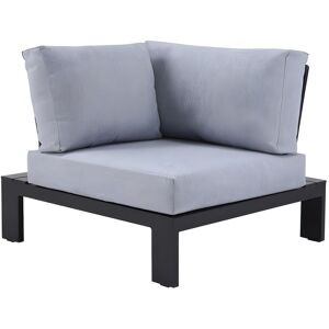 MYLIA Fauteuil d'angle de jardin noir en aluminium avec coussins gris - 90 x 90 x 71 cm - MENDOZA de MYLIA