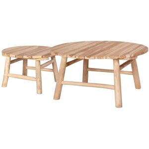 MYLIA Lot de 2 tables basses de jardin en teck - Naturel clair - TULUM de MYLIA