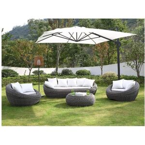 MYLIA Salon de jardin en résine tressée gris : canapé, 2 fauteuils et table basse - WHITEHEAVEN de MYLIA