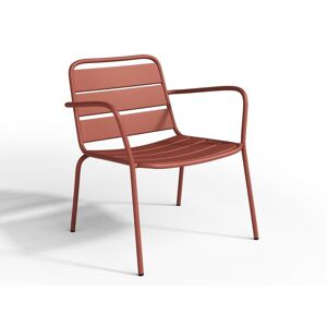 MYLIA Fauteuil bas de jardin empilable en métal - Terracotta - MIRMANDE de MYLIA