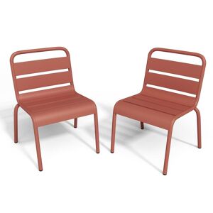 MYLIA Lot de 2 chaises de jardin empilables pour enfants en métal - Terracotta - POPAYAN de MYLIA