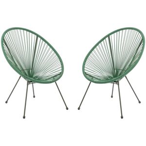 MYLIA Lot de 2 fauteuils de jardin en fils de résine tressés - Kaki - ALIOS III de MYLIA