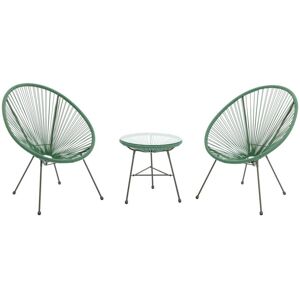 MYLIA Salon de jardin en fils de résine tressés : 2 fauteuils et une table - Kaki - ALIOS III de MYLIA