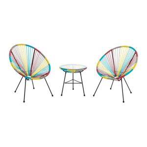 MYLIA Salon de jardin en fils de résine tressés : 2 fauteuils et une table - Multicolore - ALIOS III de MYLIA