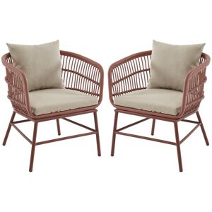 MYLIA Lot de 2 fauteuils de jardin en résine tressée - Terracotta - LOUSINI de MYLIA