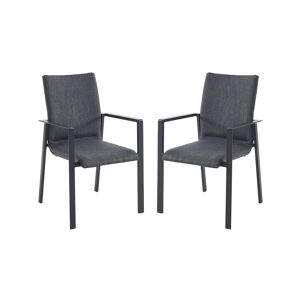 MYLIA Lot de 2 fauteuils de jardin empilables en aluminium et textilène - Gris - GULIANE de MYLIA