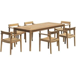 MYLIA Salle à manger de jardin en teck : 1 table L.200 cm + 6 fauteuils - Naturel clair - ALLENDE de MYLIA