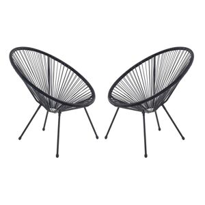 MYLIA Lot de 2 fauteuils de jardin en fils de résine tressés Noir - ALIOS III de MYLIA