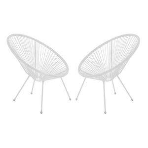 MYLIA Lot de 2 fauteuils de jardin en fils de résine tressés Blanc - ALIOS III de MYLIA