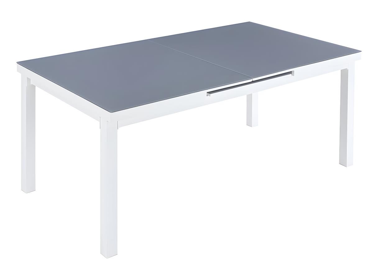 MYLIA Table de jardin extensible en aluminium et verre trempé grise et blanche 4 à 8 couverts - L. 180/240 cm - LINOSA de MYLIA