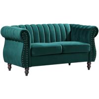 Vente-unique Canapé chesterfield 2 places en velours vert émeraude TRUMBO