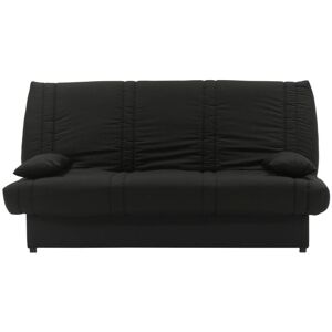 Vente-unique Canapé convertible clic-clac 100% coton avec coffre de rangement FARWEST II - Noir coussins noir