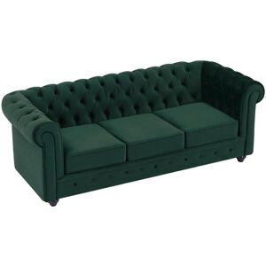 Vente-unique Canapé 3 places en velours vert CHESTERFIELD