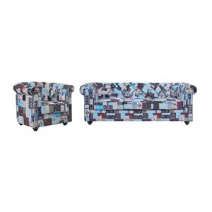 Vente-unique Canapé 3 places et fauteuil en tissu patchwork CHESTERFIELD