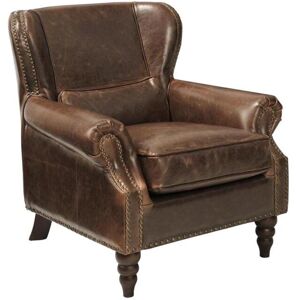 Vente-unique.com Fauteuil 100% cuir EDOUARD - Marron