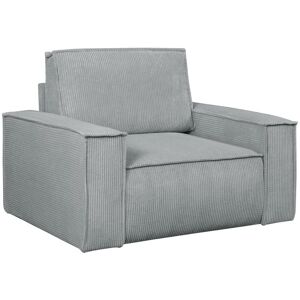 Vente-unique Fauteuil en velours côtelé gris clair AMELIA