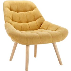 Vente-unique Fauteuil en tissu jaune moutarde LUOSTO