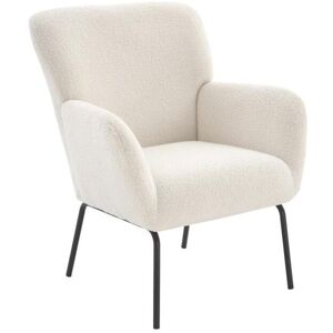 Vente-unique Fauteuil en tissu bouclette blanc SILETO