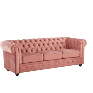 Vente-unique Canapé 3 places CHESTERFIELD - Velours rose pastel