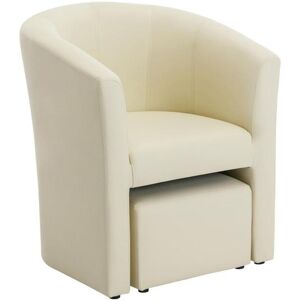 Vente-unique Fauteuil cabriolet et pouf en simili beige JOVANA