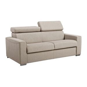 Dunlopillo Canape 3 places convertible express en tissu beige - couchage lattes larges 140 cm - Matelas 22 cm avec memoire de forme VIZIR