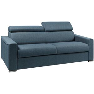 Dunlopillo Canape 4 places convertible express en tissu bleu - couchage lattes larges 160 cm - Matelas 22 cm avec memoire de forme VIZIR