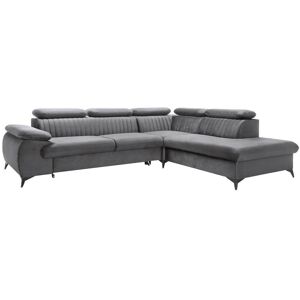 Canape grand angle droit convertible en velours gris anthracite SAMARA de Pascal Morabito