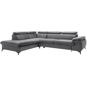 Canape grand angle gauche convertible en velours gris anthracite SAMARA de Pascal Morabito