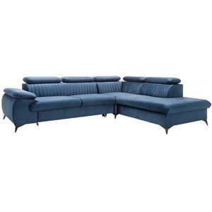 Canape grand angle droit convertible en velours bleu nuit SAMARA de Pascal Morabito