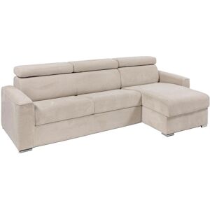 Vente-unique Canape d'angle reversible convertible express en velours côtele beige - Couchage 140 cm - Matelas 14 cm - VIZIR