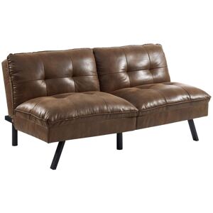 Vente-unique Canape convertible clic-clac 3 places en microfibre vieillie marron PEGULA II