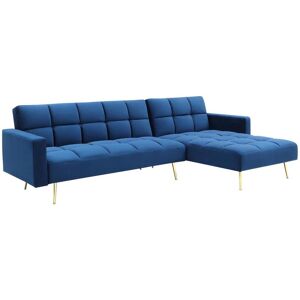 Vente-unique Canape d'angle convertible reversible clic-clac en velours bleu roi NIETO