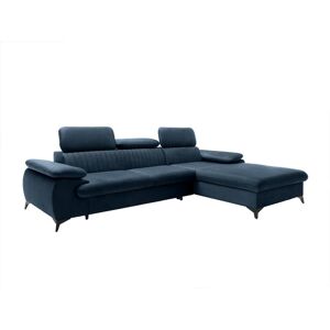 Canape d'angle droit convertible en velours bleu nuit SAMARA de Pascal Morabito