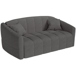 Dunlopillo Canape 3 places convertible express en tissu bouclette gris anthracite - Couchage 140 cm - Matelas 14 cm avec memoire de forme - RETUNA