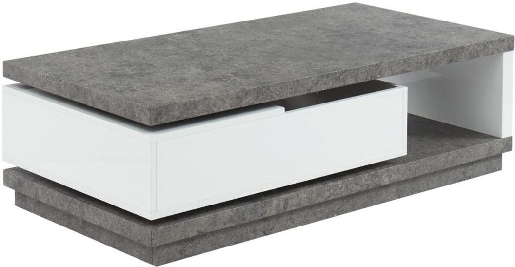 Vente-unique Table basse FLAVIAN coffre de rangements pivotant - MDF blanc laqué et plateau effet béton