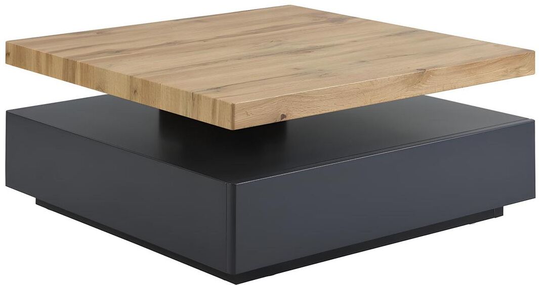 Vente-unique Table basse KYRIA - 1 Tiroir & Plateau pivotant - MDF - Coloris : Anthracite et chêne