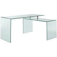 Vente-unique Bureau d’angle ELSTRON – Verre courbé – Transparent