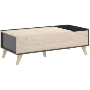 Vente-unique Table basse relevable KOLYMA - 1 niche - Coloris : Chêne & Anthracite