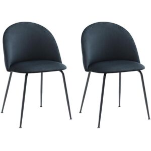 Vente-unique Lot de 2 chaises en velours et acier inoxydable - Noir - MELBOURNE