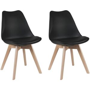 Vente-unique Lot de 2 chaises JODY - Polypropylène et Hêtre - Noir