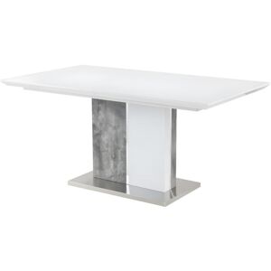 Vente-unique Table à manger extensible - 6 à 8 couverts - MDF - Coloris : Blanc laqué et béton - EREN