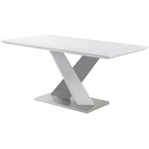 Vente-unique Table à manger SALVA - 6 couverts - MDF laqué - Blanc et anthracite