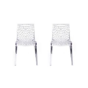 Vente-unique Lot de 2 chaises empilables DIADEME - Polycarbonate plein - Cristal